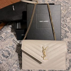 YSL wallet on a chain. Fantastic condition!